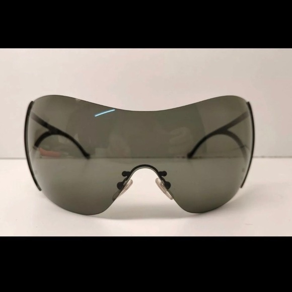 VERSACE vintage 2022 black rimless shield sunglasses - Picture 2 of 8